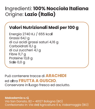 etichetta burro di nocciole