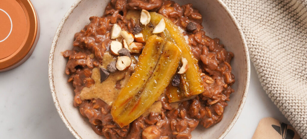 Porridge cioccolato e banana