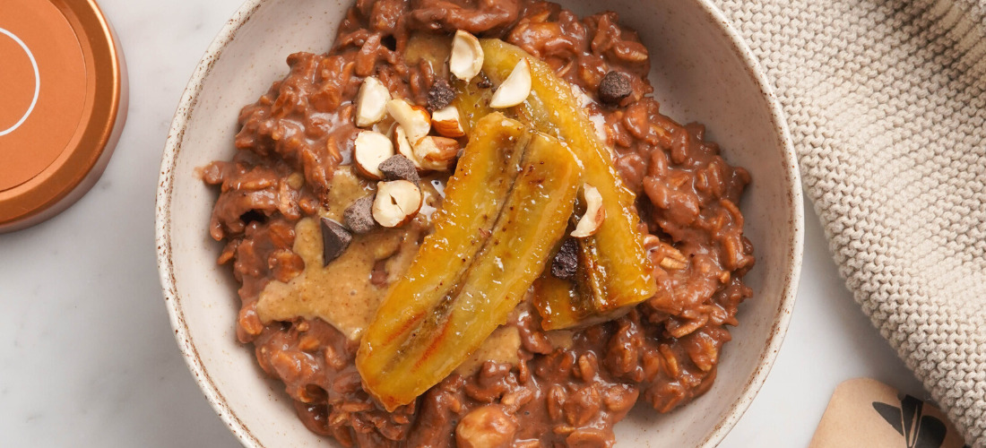 Porridge cioccolato e banana