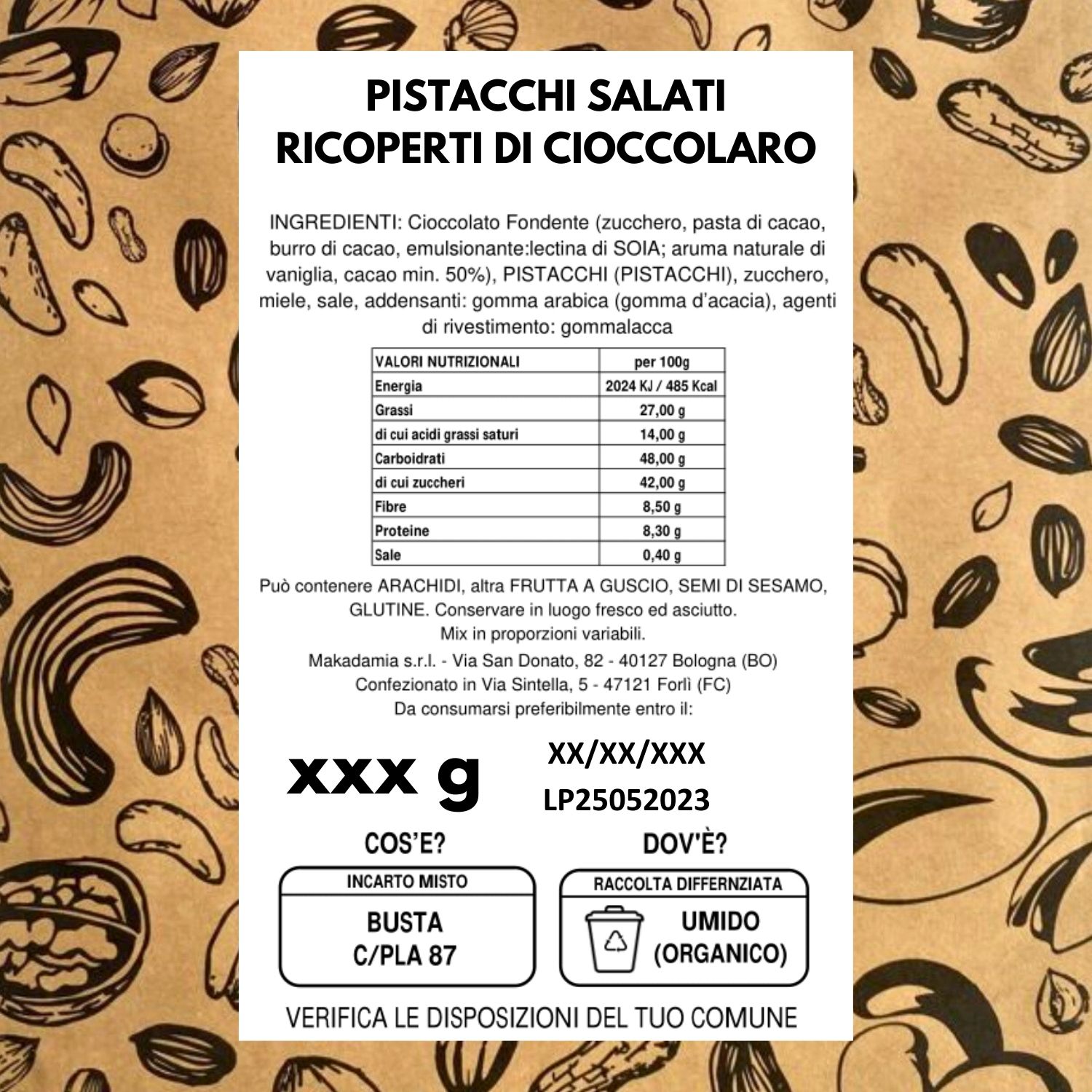 Pistacchi salati ricoperti di cioccolato