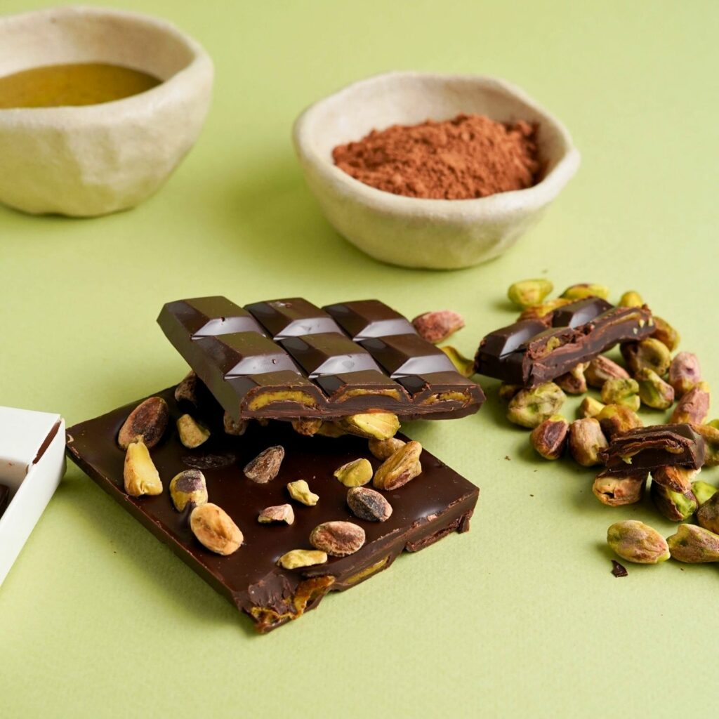 tavolette di cioccolato e pistacchio makadamia