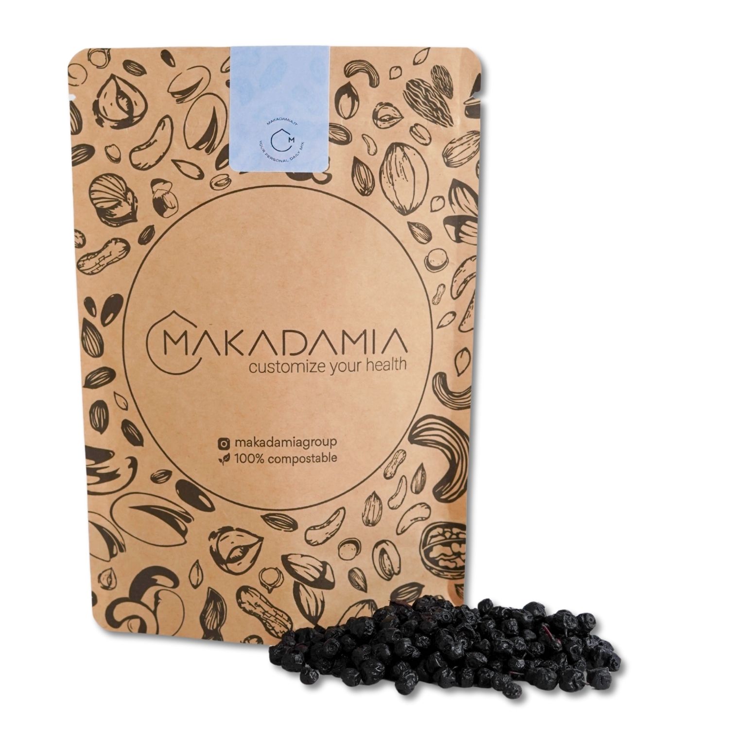 mirtilli selvatici makadamia