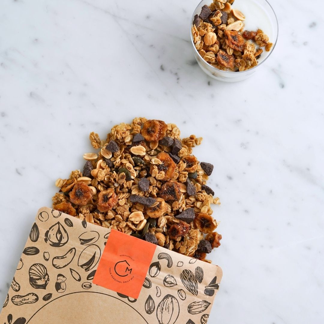 CHOCO BANANA GRANOLA makadamia