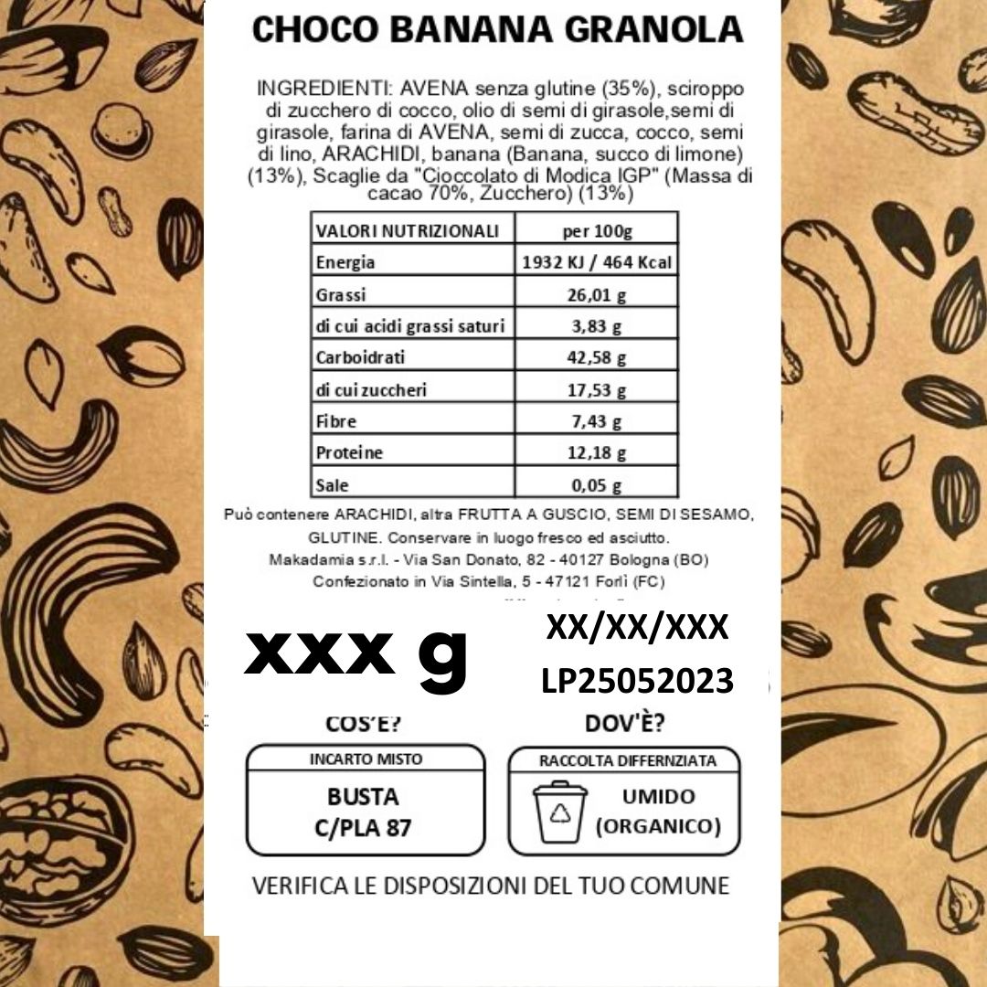 CHOCO BANANA GRANOLA makadamia