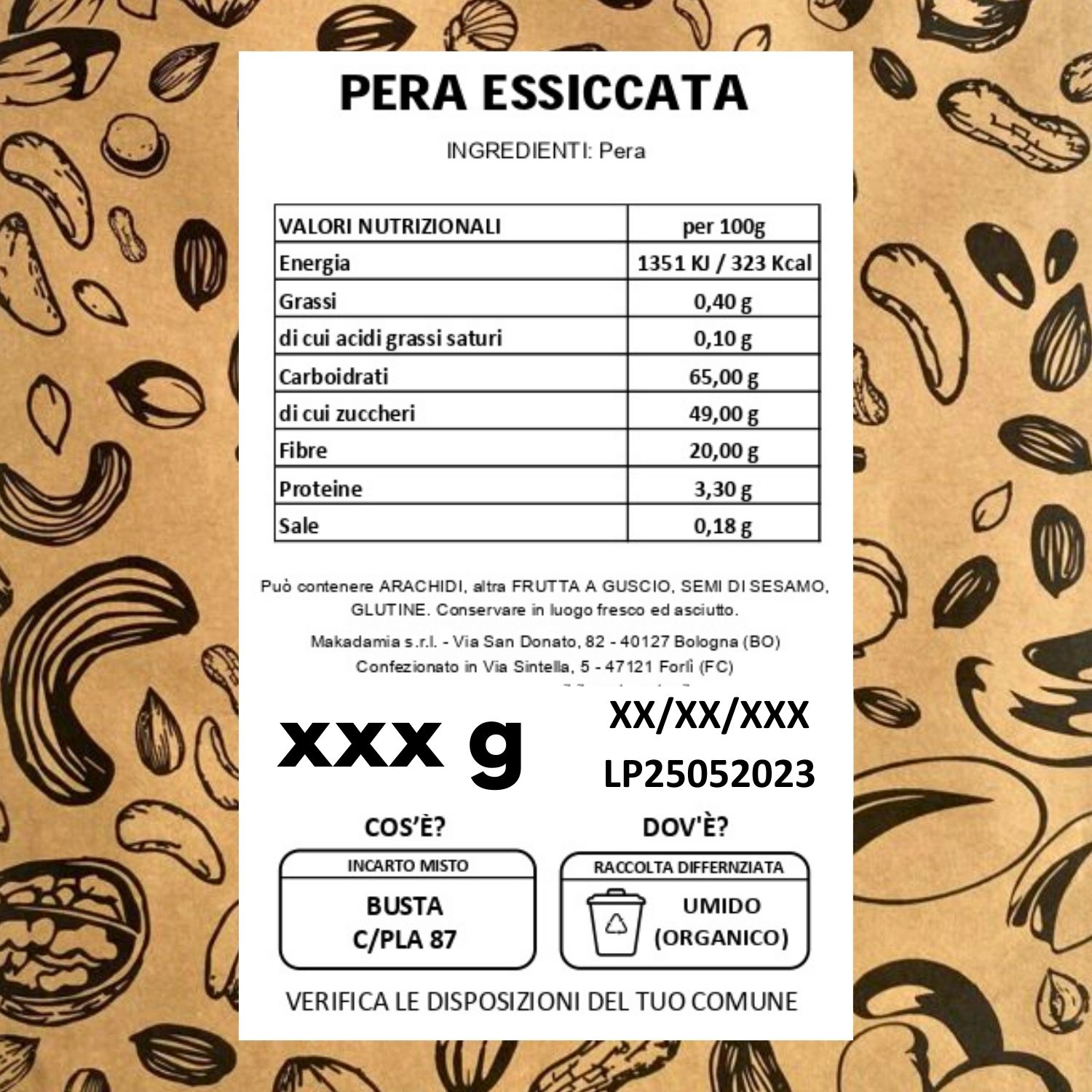 Pera essiccata valori nutrizionali